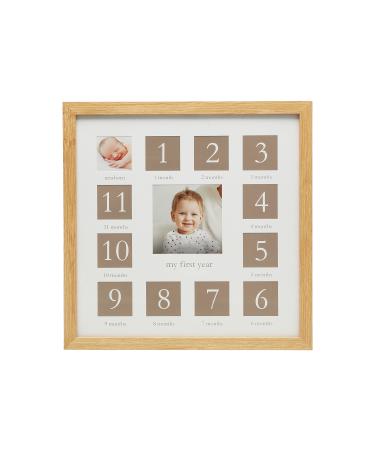 Kate & Milo Babys First Year Frame, Monthly Growth Baby Keepsake Frame, Gender-Neutral Baby Nursery Dcor, Classic Wood Picture Frame Classic First Year Frame