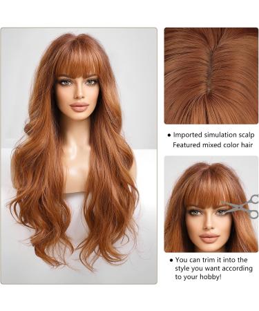 HAIRCUBE Ginger Wig with Bangs - Long Wavy Middle Part Synthetic Wig for Daily Use - Buy Online on GoSupps.com