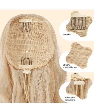 FESHFEN Synthetic Curly Drawstring Ponytail Extension - 18 Honey Blonde Mix Platinum Blonde Hairpiece for Women - Buy Online on GoSupps.com