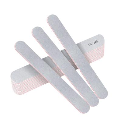 Stadux 12 PCs Professional Nail Files Double Sided Emery Boards 180/240 Grit Fingernail Files for Natural/False Nails Nail Styling Set for Home and Salon Use - White 180/240 White
