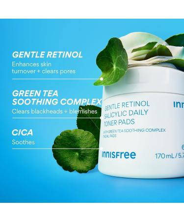 innisfree Daily Gentle Retinol Salicylic Toner Pads Korean Sheet Mask Pads for Acne-Prone Skin Care - Buy Online on GoSupps.com