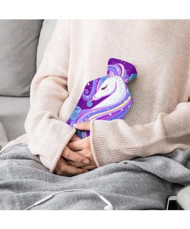 Purple Unicorn Hot Water Bottle with Plush Cover | Cozy Hand Warmer for Adults & Kids | 26.5x15.3cm - International Shipping Available - Buy Online on GoSupps.com