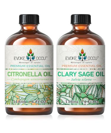 EVOKE OCCU Citronella Essential Oil and Clary Sage Essential Oil - 4 Fl Oz