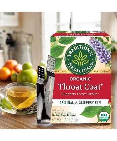 Buy Traditional Medicinals Bundle: Stainless Steel Tong Tea Bag Squeezer & Organic Throat Coat Herbal Tea - Supports Throat Health Pack of 2 - International Shipping Available - Buy Online on GoSupps.com