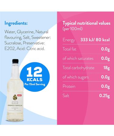 French Vanilla Syrup - Sugar Free, Low Calorie, Vegan & Nut Free (1 Litre) - Perfect for Coffee, Cocktails & Baking - Buy Online on GoSupps.com