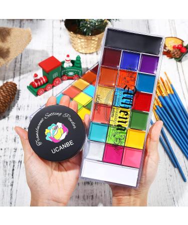 UCANBE Athena Face Body Paint Oil Palette + Translucent Setting Powder + 10PCS Brushes Set - Professional Non Toxic Face Painting Kit for Halloween SFX Cosplay Makeup - Buy Online on GoSupps.com