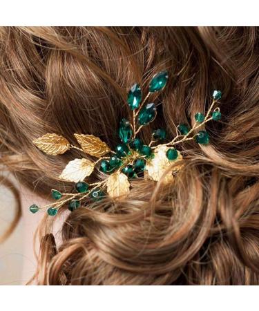 Bridal Wedding Hair Accessories Green Hair Accessories Sparkly Rhinestone Hair Combs Slides Hair Clips Prom Hair Accessories French Hair Comb Hair Jewelry Hair Pieces for Women - Buy Online on GoSupps.com