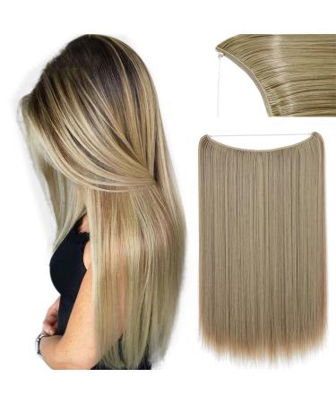 Invisible wire in hair extensions synthetic 1 tress natural wire string hair part hair extension for hair sealing smooth 50cm light brown mix ashblond smooth light brown mix ashblond