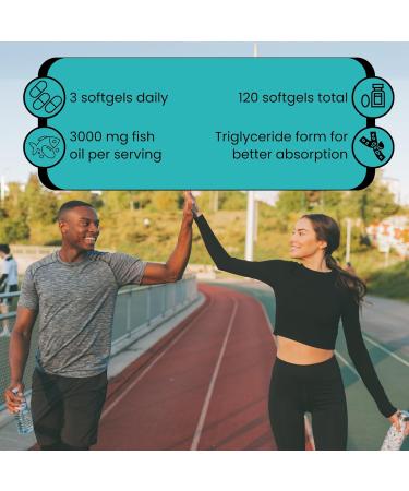 BIO NUTRI Fish Oil Omega 3 Supplements - 3000mg Fish Oil with EPA DHA - Omega 3 Fatty Acid Support - 120 Softgels - Buy Online on GoSupps.com