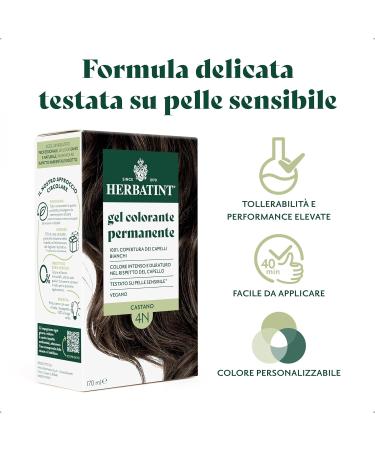  Herbatint Herbatint Permanent Hair Color Gel 4N Brown - 170 ml | Ammonia-Free 100% Gray Coverage | For Sensitive Skin with 8 Natural Organic Extracts - Buy Online on GoSupps.com