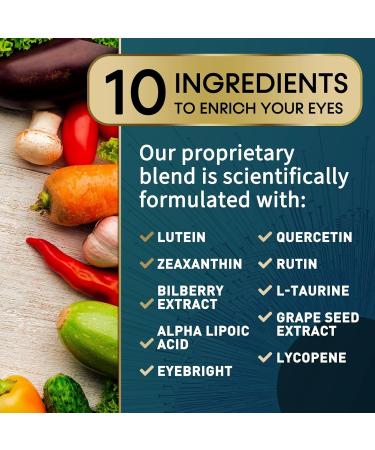 Eye Vitamins & Mineral Supplement - Lutein Zeaxanthin Bilberry Zinc for Macular Health & Dry Eyes - Non-GMO - 60 Capsules - Buy Online on GoSupps.com