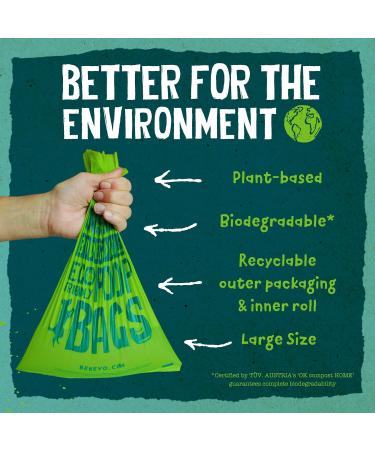 Benevo Biodegradable Dog Poop Bags (120 Bags) EN13432 Compostable Dog Poop Bags Unscented & Plastic Free Ideal For Big & Small Dogs Made From A Sustainable Cornstarch Base Handy Rolls of 15 120 count (Pack of 1) - Buy Online on GoSupps.com