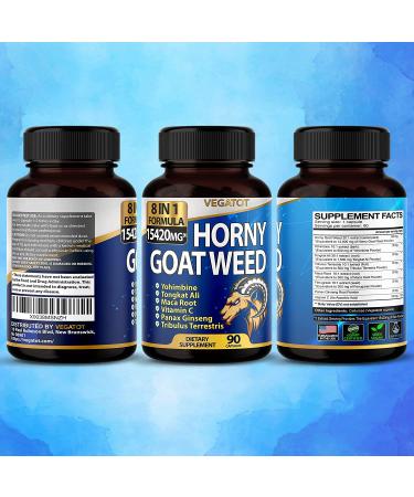 8-in-1 High Strength Horny Goat Weed 15420mg Extract with Yohimbine Tongkat Ali Maca Root - Energy Stamina Boost - 3-Month Supply (90 Count) - Buy Online on GoSupps.com