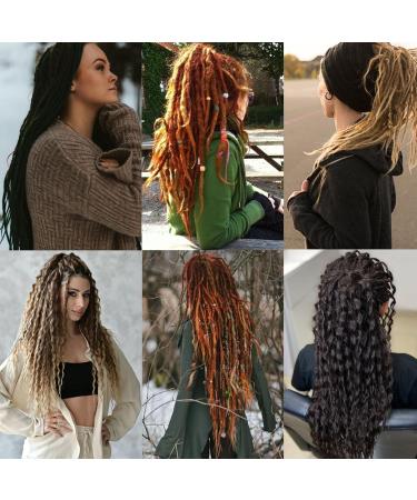 Samtress 24 Inch Boho Double Ended Dreadlock Extensions Ombre Brown Blonde Hippie Dreads 10 Strands Thin 0.6cm Handmade Bohemian Box Braids with Curly Ends for Women (#27613) - Buy Online on GoSupps.com
