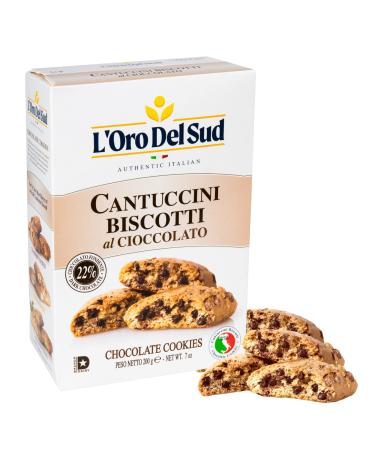 Chocolate Biscotti, Cantuccini d'Abruzzo, Italian Cookies made with real quality ingredients, 200 G, 7 oz, L'Oro del Sud