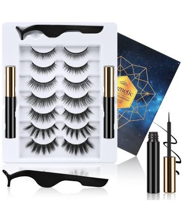 Uraqt Magnetic Eyelashes - 7 Pairs 3D False Eyelashes with Eyeliner & Tweezers | Waterproof & Reusable - Buy Online on GoSupps.com