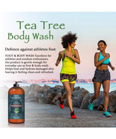 Tea Tree Oil Body Wash with Mint - 16 fl oz - Removes Body Odor - Botanical Shower Gel Soap for Women & Men with Oregano, Rosemary, Cinnamon Oil - Buy Online on GoSupps.com