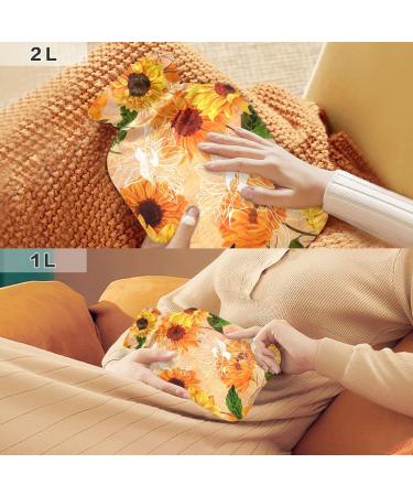 Watercolor Sunflower Hot Water Bottle - 1L BPA Free Heat Bag for Pain Relief | Small & Portable - Buy Online on GoSupps.com