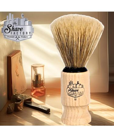 100% Pure Boar Bristle Shaving Brush - Medium Beech Wood Handle | The Shave Factory for Ultimate Shave Experience - Buy Online on GoSupps.com