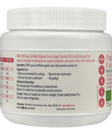 PINK SUN Organic Extra Virgin Coconut Oil 500ml - Raw Cold Pressed Pure Unrefined for Hair, Skin, Cooking, Baby - Pack of 1 - Buy Online on GoSupps.com