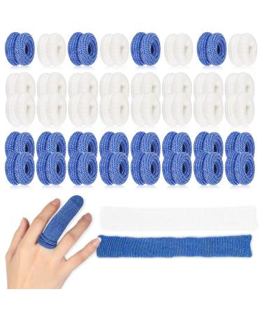 Tubular Bandage Finger Roll Cotton Finger Cots Elastic Finger Gloves Finger Dressings Finger Tips Bandage Tubular Gauze Blue White Bandages for Fingers Sprains and Swelling 15 x 600 mm(40 Pcs)