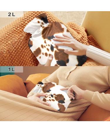 1L Animal Fur Hot Water Bottle - Black & Brown Texture for Neck & Shoulder Pain Relief | Heat & Cold Therapy - Buy Online on GoSupps.com