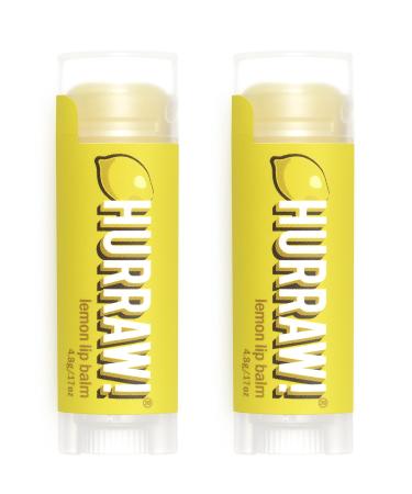 Hurraw! Lemon Lip Balm 2 Pack: Organic Certified Vegan Cruelty and Gluten Free. Non-GMO 100% Natural Ingredients. Bee Shea Soy and Palm Free. Made in USA