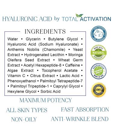 Organic Hyaluronic Acid Serum with Aloe & Chamomile - Anti-Aging Facial Moisturizer for All Skin Types (2 oz) - Buy Online on GoSupps.com