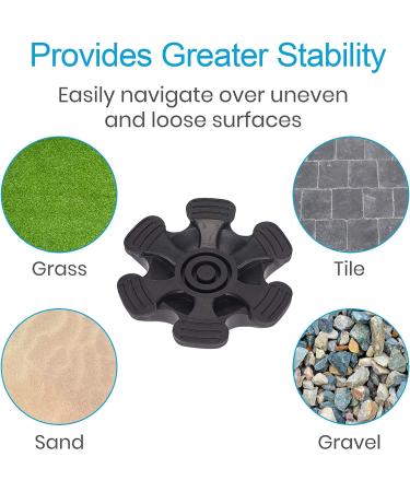 34 Inch Heavy Duty Quad Cane Tips with 6 Support Feet - Replacement Rubber Foot for Self Standing Canes and Crutches - Buy Online on GoSupps.com