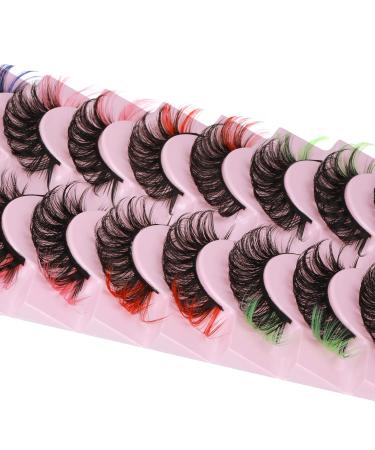 Colorful Russian Strip Lashes - 10 Pairs | 18MM Faux Mink False Eyelashes for Festivals - Buy Online on GoSupps.com