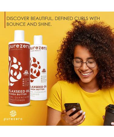 Purezero Flaxseed Oil & Shea Butter Shampoo and Conditioner Set - Curl Care for Curly Hair - Detangle, Defrizz, Vegan & Cruelty Free - Buy Online on GoSupps.com