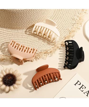 DEEKA 4 PCS Double Row Teeth Hair Claw Clips - 2.5 Inch Medium Clips for Thin Hair - Small Matte Hair Accessories in Black and Brown - Pack of 4 - Buy Online on GoSupps.com