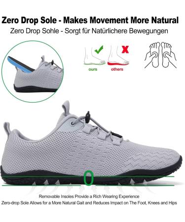 Geweo Barefoot Shoes for Men & Women - Comfortable Lightweight Slipproof Trail & Fitness Sneakers | Unisex Zero-Drop 37-47 EU - Gray - Buy Online on GoSupps.com