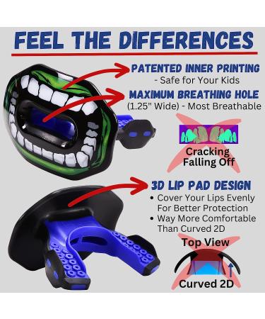Oral Mart Football Mouth Guard with 3D LipFit Design - 10 Superior Designs for Youth/Adults | Lip Protector with Maximum Breathing Hole - Ideal for Flag, High School, College Football - Buy Online on GoSupps.com