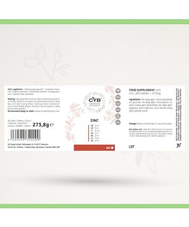 CYB Zinc 25mg High Dose Gluconate Tablets - 1 Year Supply - Vegan Daily Supplement - Buy Online on GoSupps.com
