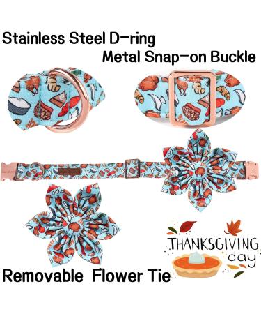 Unique Style Paws Dog Collar with Flower - Comfortable Cotton Collar for Small Dogs Perfect for Thanksgiving Festival - Metal Buckle Neck 10-16 in - Buy Online on GoSupps.com