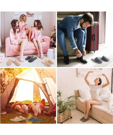 Coume Pairs Spa Slippers - Bulk Coral Fleece Non Slip Closed Toe Hotel Slippers for Guests - Unisex Indoor Disposable Slippers - Ideal for Home, Bedroom, Travel - 2 Colors - Buy Online on GoSupps.com