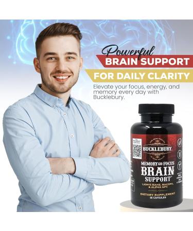BUCKLEBURY Brain and Memory Supplements with Bacopa & Alpha GPC - Nootropic Brain Capsules for Cognitive Support Focus & Mental Clarity - Memory and Focus Pills for Women & Men - Vegan 60 Capsules - Buy Online on GoSupps.com