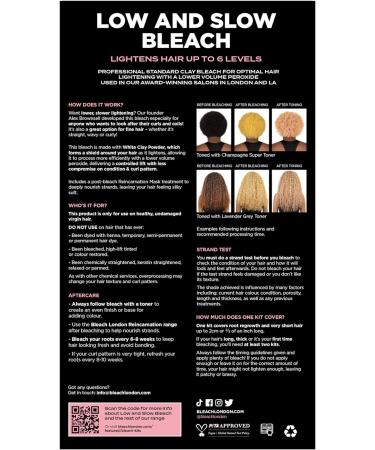 Bleach London Low and Slow Bleach Kit - Gentle Lightening for Curly, Coily, Fine Hair - Lifts 6 Levels - Includes Bond Restoring Mask - All Hair Types - Buy Online on GoSupps.com