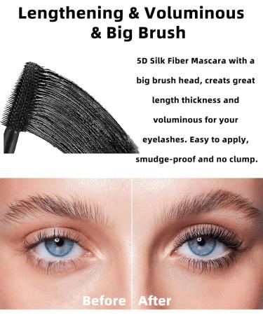 Blue Purple Waterproof Mascara for Eyelashes 5D Silk Fiber Liquid Lash Extensions Colored Mascara with Folding Eyelash Comb Brush Volumizing and Thick Smudge-proof Long Lasting Party Stage Use Blue+purple - Buy Online on GoSupps.com