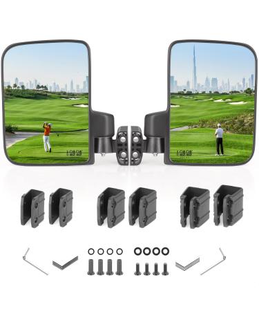 10L0L Golf Cart Mirror No Drilling Side Mirrors Universal for Club Car, EZGO,Yamaha, Folding Side Rear View Mirrors Adjustable 180 Degree HD Glass Side Mirror-No Drilling Required