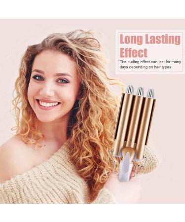 DazSpirit 3 Barrel Hair Waver 22mm Curling Iron for Long/Short Hair - Mermaid Hair Styling Wand with Intelligent Temperature Control - Trendy Style Gold - Buy Online on GoSupps.com