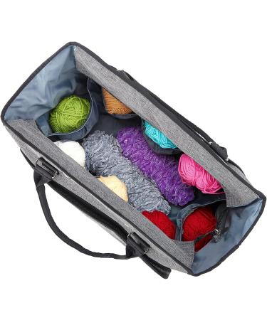 NICOGENA Large Capacity Knitting Bag - Portable Yarn Storage Tote in Gray for Yarn Skeins and Accessories - Tangle-Free Design with 4 Oversized Grommets - Buy Online on GoSupps.com