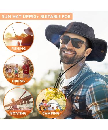 Obling Sun Hat UPF 50 Wide Brim Bucket Hat Safari Boonie Hat - B-grey - Buy Online on GoSupps.com