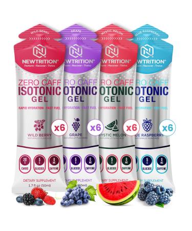 NewTrition Isotonic Energy Gel with 20g Carbohydrates Optimized Electrolyte Blend for Rapid Absorption Smooth Sustained Energy Zero Caffeine Performance Hydration Gel Packets 50ml