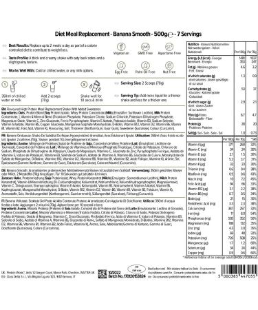 Protein Works Diet Meal Replacement | 250 Calorie Banana Smooth | Weight Loss Drink | 7 Servings - 500g - Buy Online on GoSupps.com