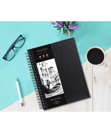 Artist Sketchbook Hardcover | 200GSM Thick Paper | Large Spiral Sketch Book for Drawing and Mixed Media | 8.25x11.4 Inches | 80 Pages - Buy Online on GoSupps.com