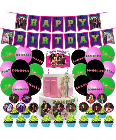 Nelton Birthday Party Supplies For Zombies Includes Banner - Cake Topper - 24 Cupcake Toppers - 18 Balloons