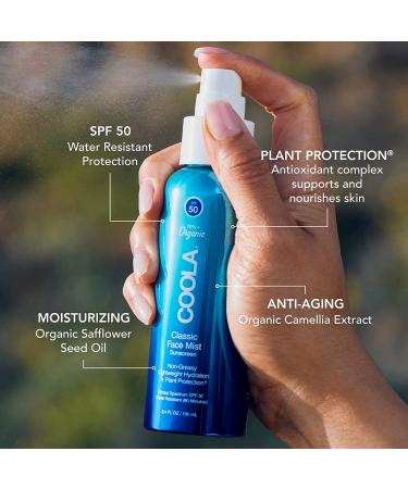 COOLA Organic Sunscreen SPF 50 Face Mist | Daily Protection | Vegan & Gluten-Free | Dermatologist Tested | Natural Fragrance | 3.4 Fl Oz - Buy Online on GoSupps.com