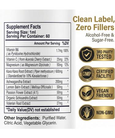 HerbX Kava Kava Root Extract Supplement Support Cognitive & Immune System Vegan Non-GMO High Concentration Kava 60ML - Buy Online on GoSupps.com